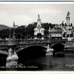 c1930s San Sebastian, Spain Maria Cristina Bridge SHARP RPPC Photo Alsina A150