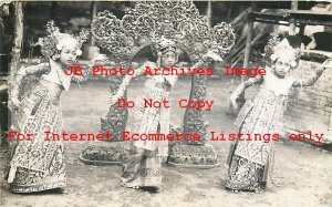 Native Ethnic Culture Costume, RPPC, Indonesia, Bali, Girls Performing a Dance