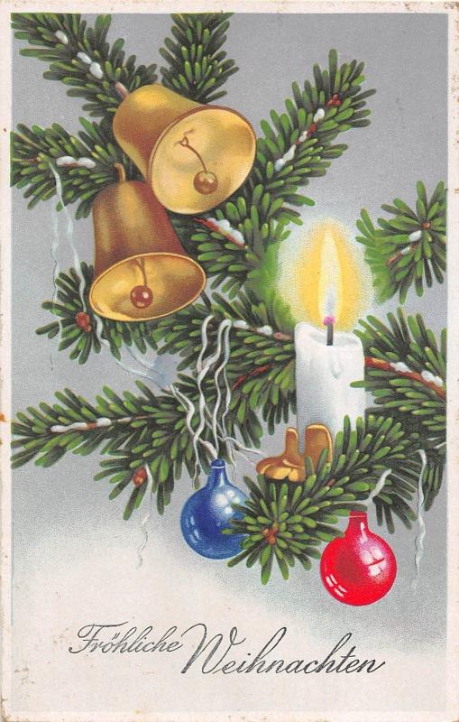 BG4664 fir branch candle bell weihnachten christmas   germany   greetings