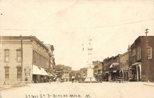 RPPC St. Joe Street Scene THREE RIVERS Michigan c1910s Vintage Postcard