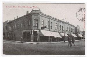 3rd & Main Streets Ellensburg Washington 1911 postcard