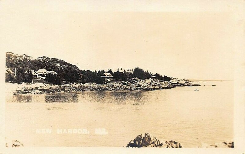 New Harbor ME Rocky Point Real Photo Postcard