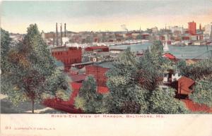 BALTIMORE MARYLAND BIRD'S EYE VIEW OF HARBOR POSTCARD 1900s