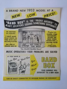 Chicago Coin Band Box Jukebox Flyer 1952 Original Animated Manikin Musicians NOS