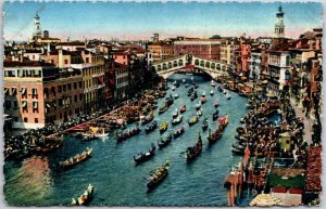 Venezia Ponti di Rialto Bridge Venice Italy Boating Attraction Postcard