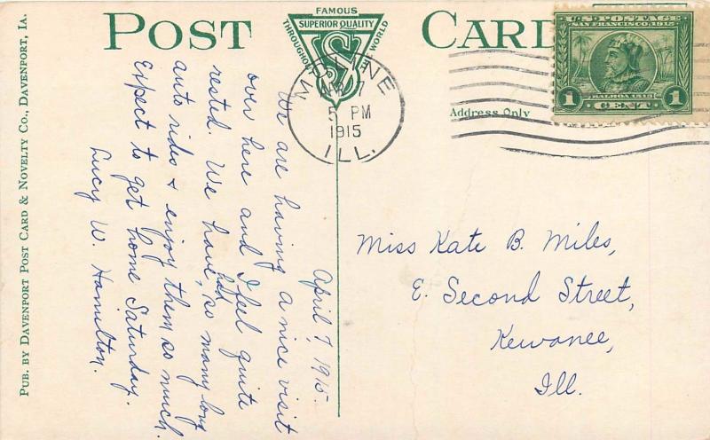 Postcard Sun Dial Rock Island Arsenal Illinois IL pm 1915