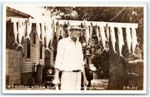 RPPC ~  W T WATHAN & Display of BLUE FISH & MACKEREL c1930s Car Postcard