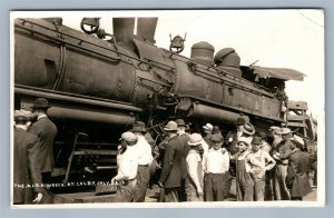 TRAIN WRECK D.I.R.R. at COLBY ANTIQUE REAL PHOTO POSTCARD RPPC railroad railway