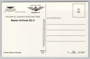 Aircraft~Historical Aircraft Postcard Basler Airlines DC-3~Vintage Postcard 