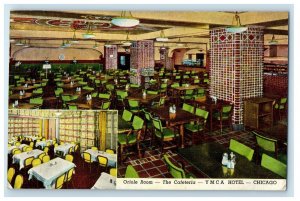 1942 Oriole Room The Cafeteria Y M C A Hotel Chicago Illinois IL Posted Postcard