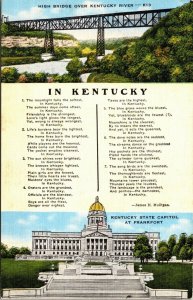 Vtg In Kentucky James Mulligan Poem High Bridge State Capitol Frankfort Postcard