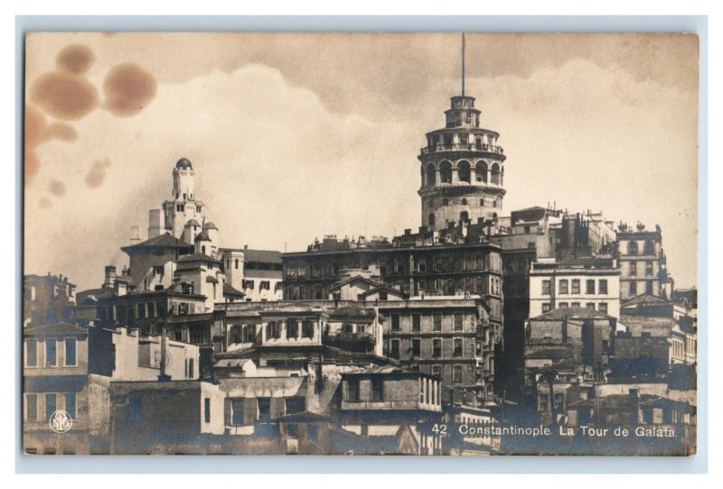 C. 1910 La Tour de Galata Constantinople Real Photo RPPC Vintage Postcard P222 