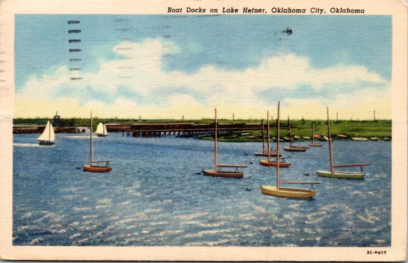Postcard OK Oklahoma City - Boat Docks on Lake Hefner