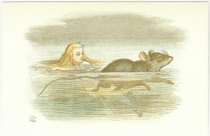 Alice in Wonderland Mouse Swimming in Pool of Tears Postcard #2