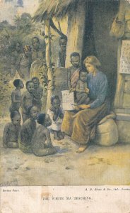 Congo The White Ma Teaching Native Boys Learning School vintage postcard