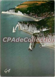 Postcard Modern Normandy Etretat (Ms. S) Aerial view three doors and the Aigu...