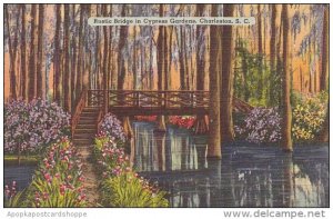 South Carolina Charleston Rustic Bridge In Cypress Gardens 1955