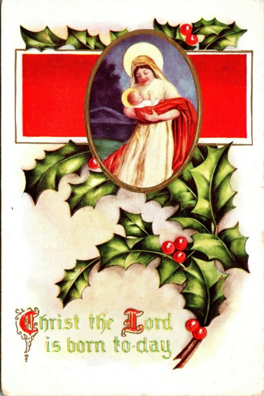 Christ the Lord - Christmas - Religous Holly  - POSTCARD PC POSTED