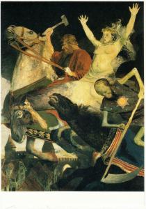 War by Arnold Bocklin Art Postcard