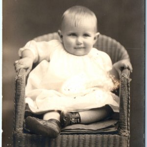 ID'd c1910s 10m Old Cute Baby Girl RPPC Real Photo PC Marie Kathleen Beegle A139