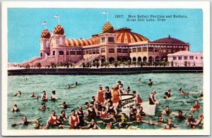 New Saltair Pavilion And Bathers Great Salt Lake Utah UT Fresh Water Postcard