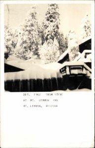 Mt. Lemmon Inn Arizona AZ Snow Scene Real Photo Vintage Postcard