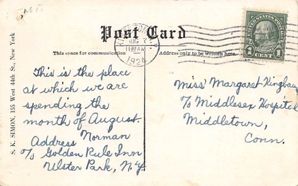 Lake Golden Rule Inn on Mirror Lake Ulster Park, New York Postcard