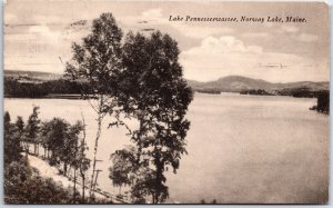 VINTAGE POSTCARD VIEW OF LAKE PENNESSEEWASSEE AT NORWAY LAKE MAINE MAILED 1919