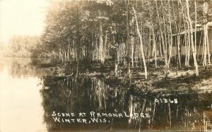 Ramona Lodge Winter Wisconsin 1934 Sawyer County RPPC Photo Postcard 12787