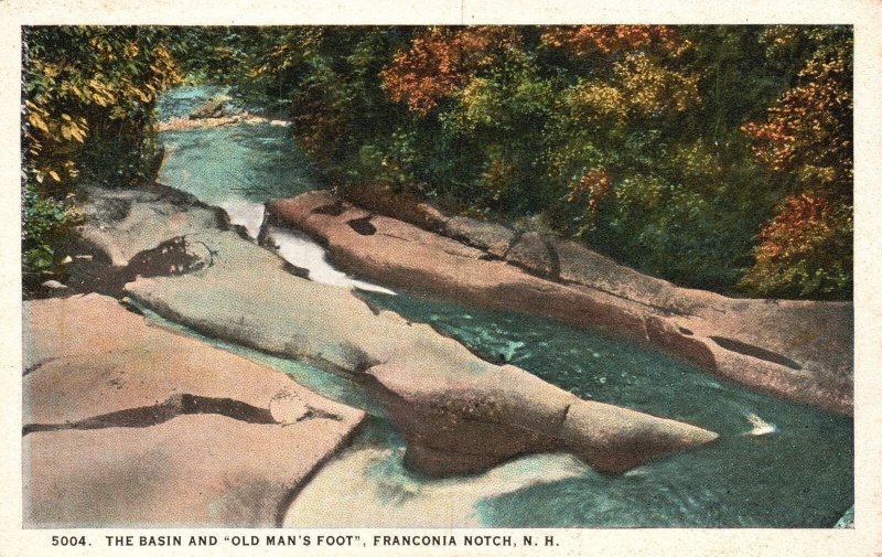 Vintage Postcard The Basin And Old Man's Foot Franconia Notch New Hampshire NH