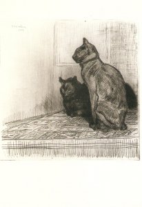 T.A. Steinlen. Chats Assis.  Sitting Cats Nice Swiss picture postcard. contine
