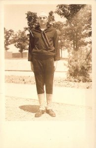 Real Photo, RPPC, Young U.S. Navy Sailor in his Uniform , Old Postcard