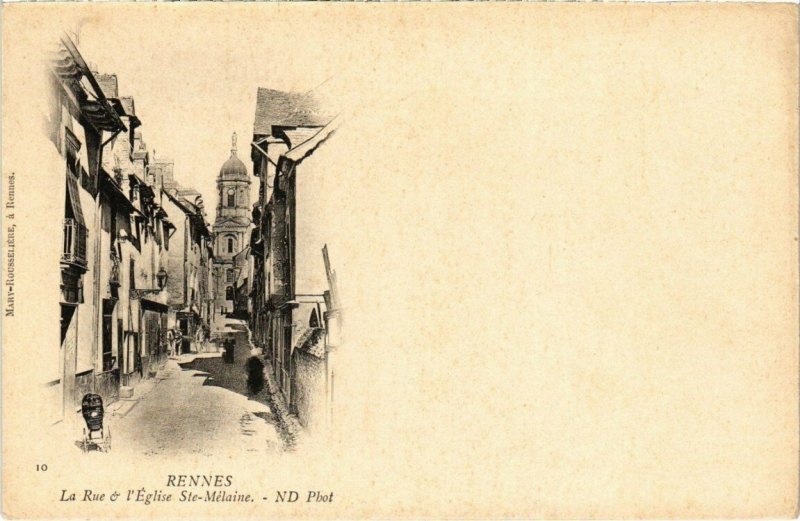 CPA RENNES - La Rue - L'Église Ste-Mélaine (111988)
