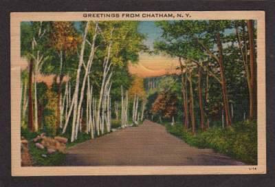 NY Greetings from CHATHAM NEW YORK PC Linen Postcard