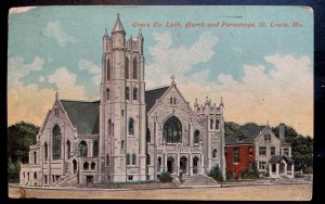 Vintage Postcard 1915 Grace Lutheran Church & Parsonage, St. Louis, Missouri MO