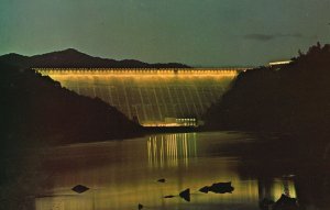 Vintage Postcard Fontana Highest Largest Dam at Night Western North Carolina NC