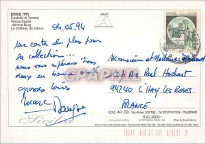 Modern Postcard from Erice castle