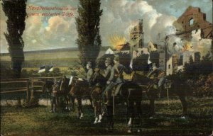 German Military Calvary Dorfe Feldpostamt Reservekorps Cancel WWI Postcard