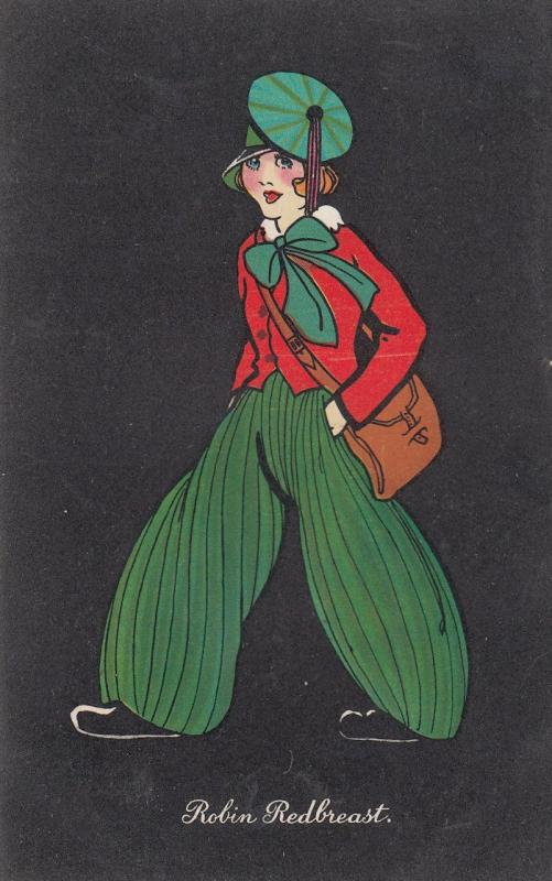 Robin Redbreast Suffragette Trousers Fashion Glamour WW2 Postcard