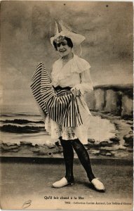 CPA Les SABLES-d'OLONNE - Qu'il fait chaud a la Mer - Femme - Folklore (637028)