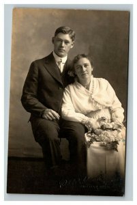 Vintage 1910's RPPC Postcard Portrait of Husband and Wife