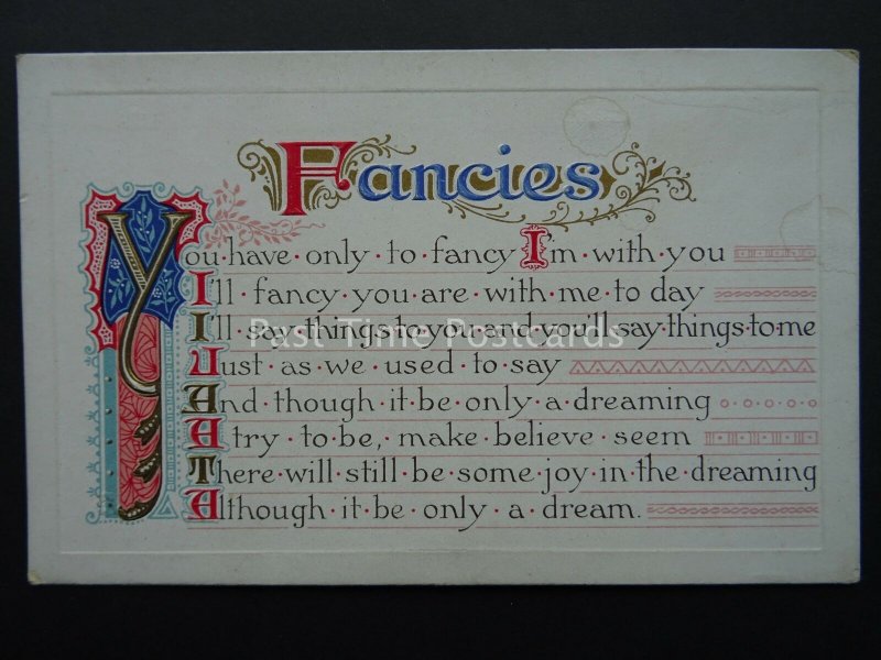 Romance FANCIES You Have Only To Fancy I'm With You c1908 Old Postcard