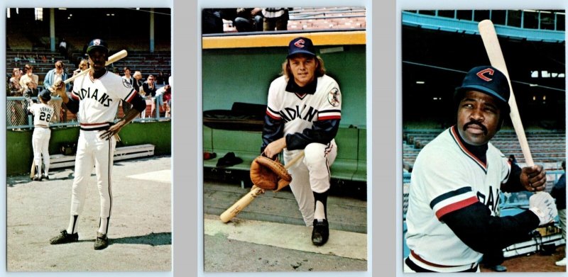 3 Postcards CLEVELAND INDIANS Baseball Players DAVE DUNCAN, Leron Lee 1970s
