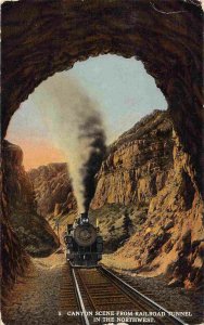 Railroad Train Tunnel Canyon Pacific Northwest Washington 1910c postcard