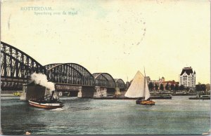 Netherlands Rotterdam Spoorbrug over de Maas Vintage Postcard 03.83