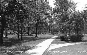 Cameron Missouri~Path Past City Park Cannon~Used Car Dealer Sign~c1950 RPPC 