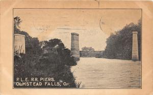 F63/ Olmsted Falls Ohio Postcard 1913 P.L.E. Railroad Piers Bridge 1