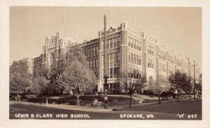 J81/ Spokane Washington RPPC c1940s Postcard Lewis & Clark High School 408
