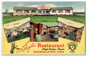 c1940's Lloyd's Restaurant  Exterior Marshalltown Iowa Unposted Tables Postcard