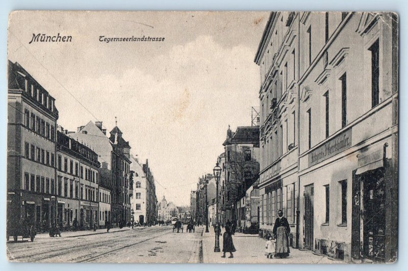 Bavaria Germany Postcard Munich Tegernseer Landstraße 1905 Antique Posted